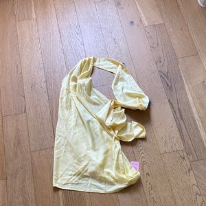 Yellow Draped backless satin dress